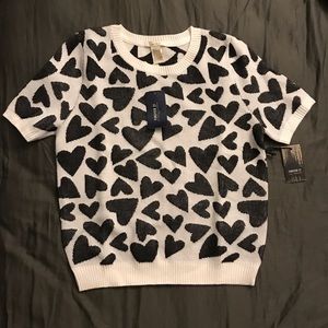 Forever 21 Heart Crop Crewneck Sweater